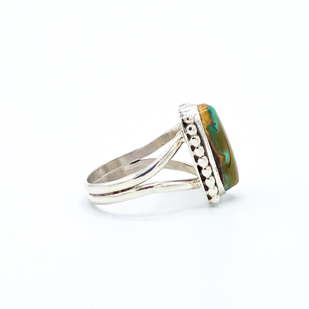 Natural Crow Springs Turquoise Ring | Silver Sun
