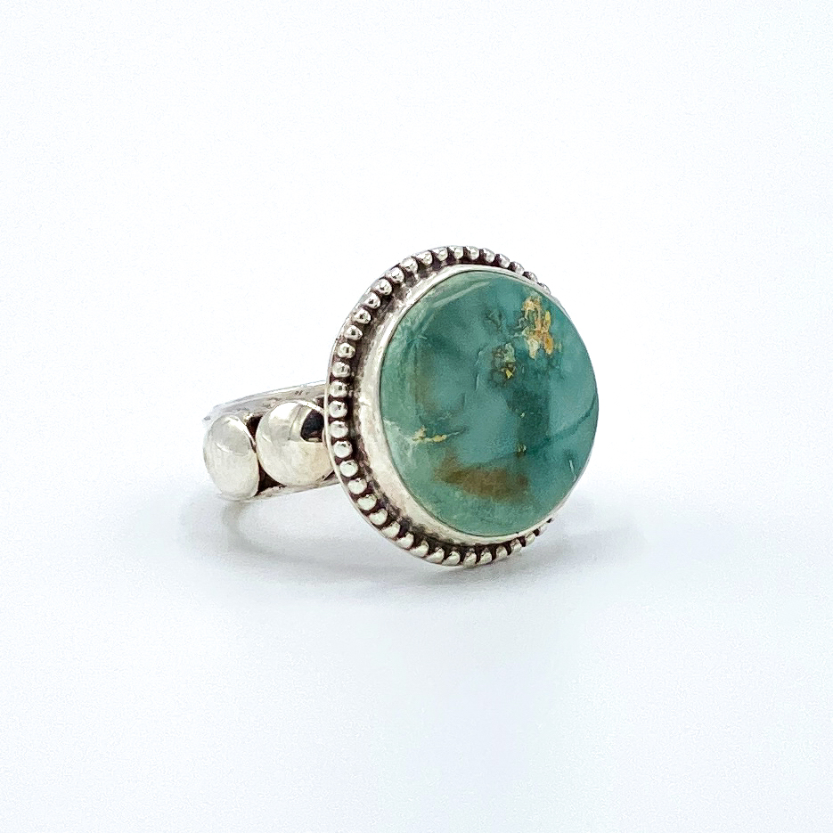 Natural Cerrillos Turquoise Ring | Silver Sun